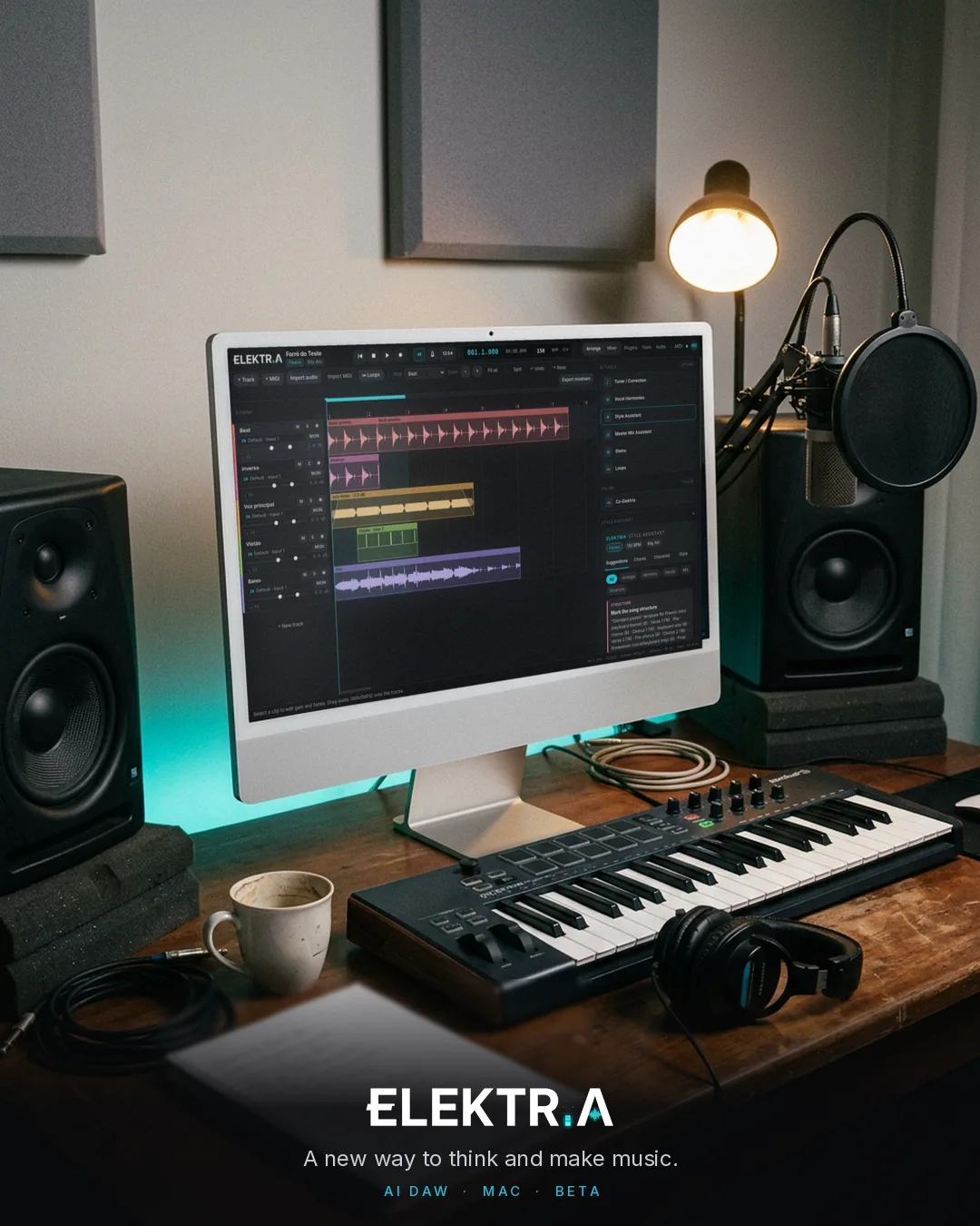 Estúdio com a Elektria aberta em um iMac